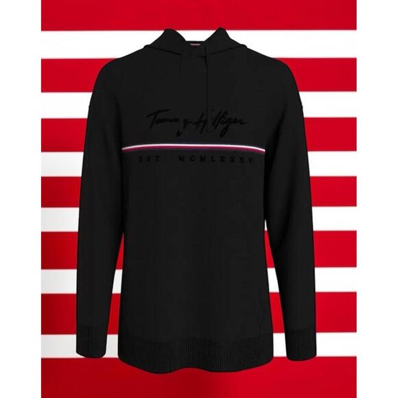 Tommy Hilfiger $99 Men'sCotton Pullover SWEATER Black Hoodie Size 3XL